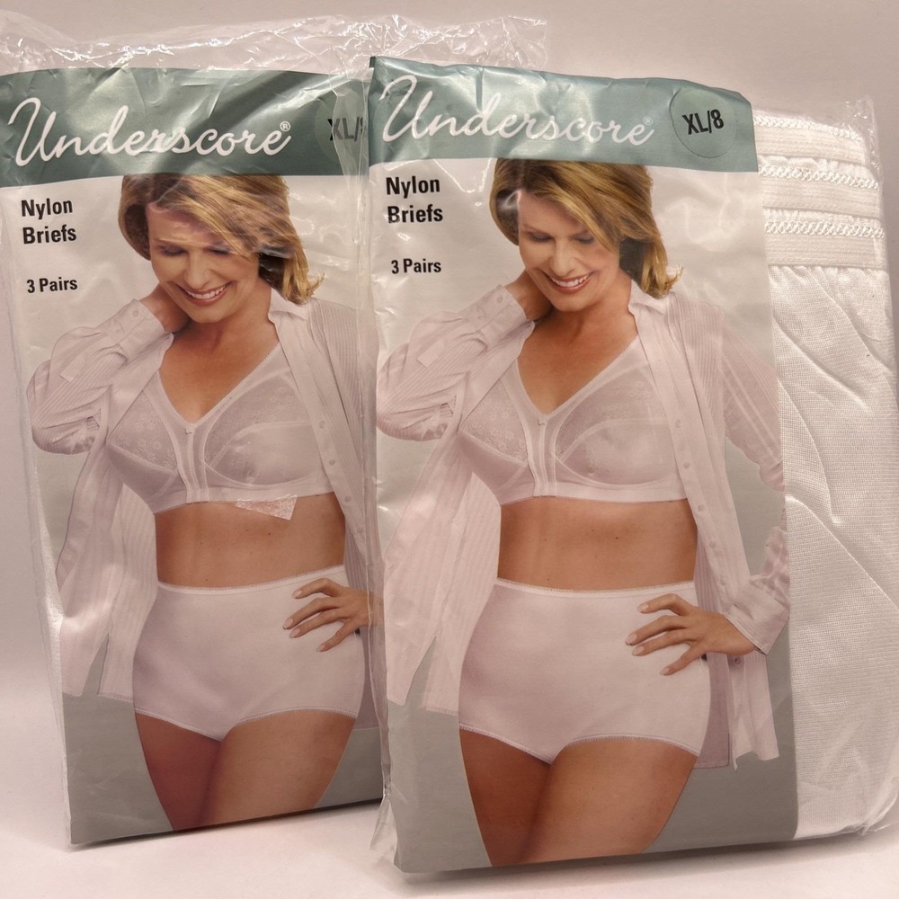 Underscore Nylon Briefs 6 Pairs Vtg JC Penney White NEW Underwear Size XL/8